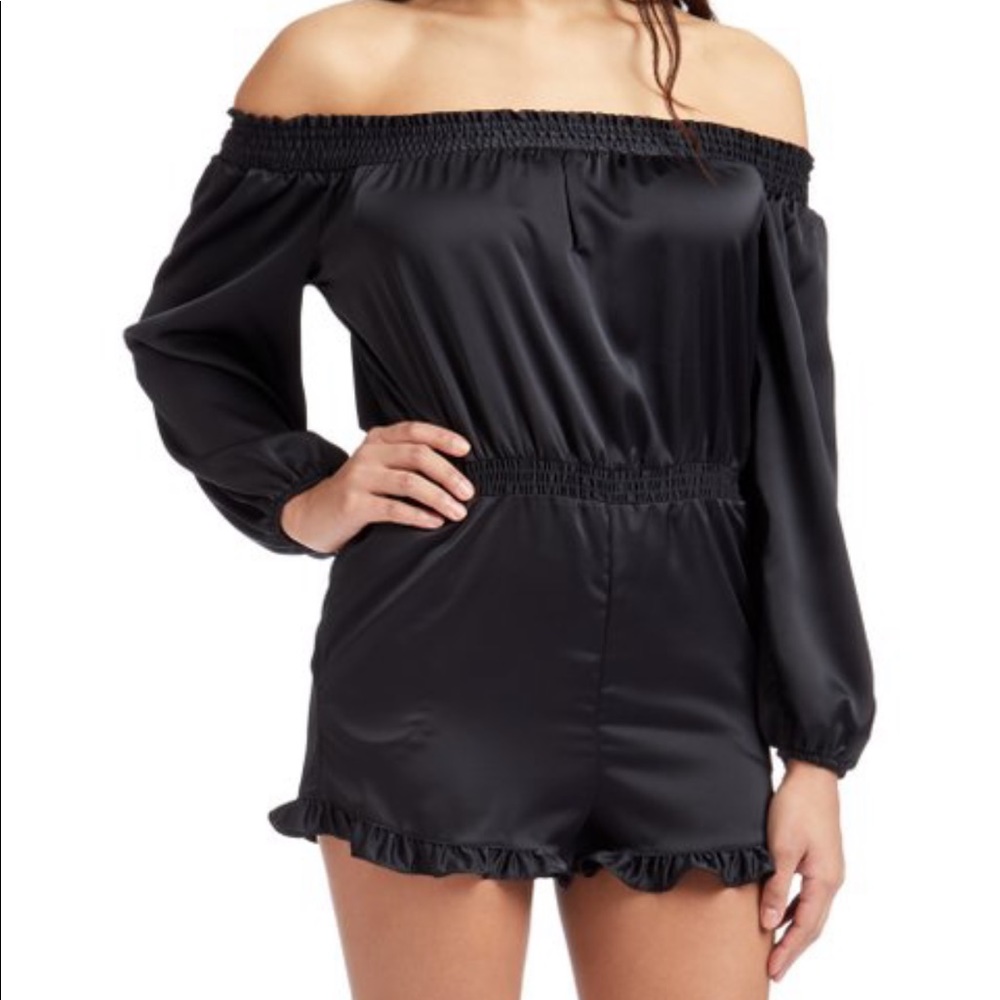 Bebe Black Ruffled Romper